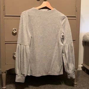 High neck grey puff sleeve top